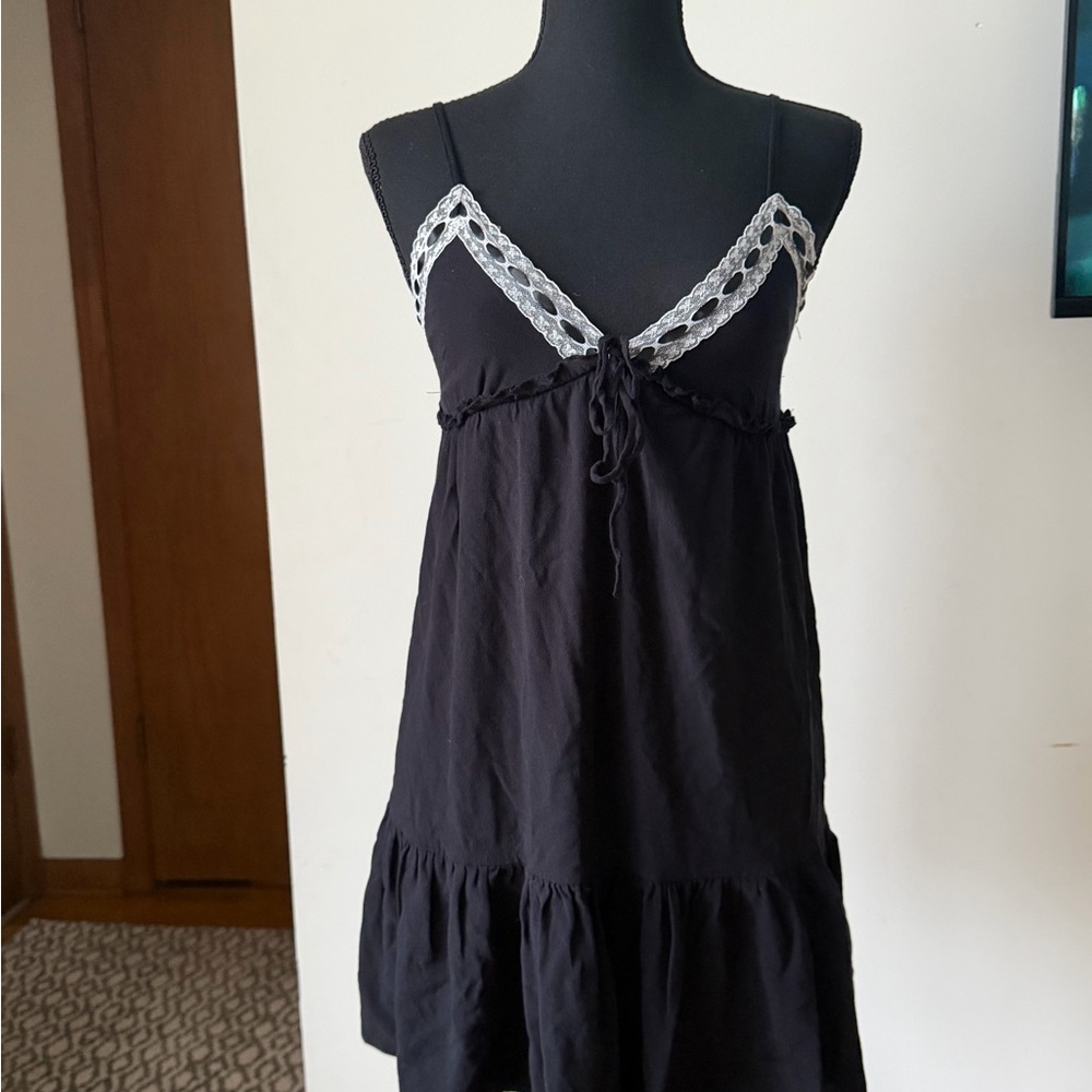 Aeropostale Black Chemise with White Lace Detail